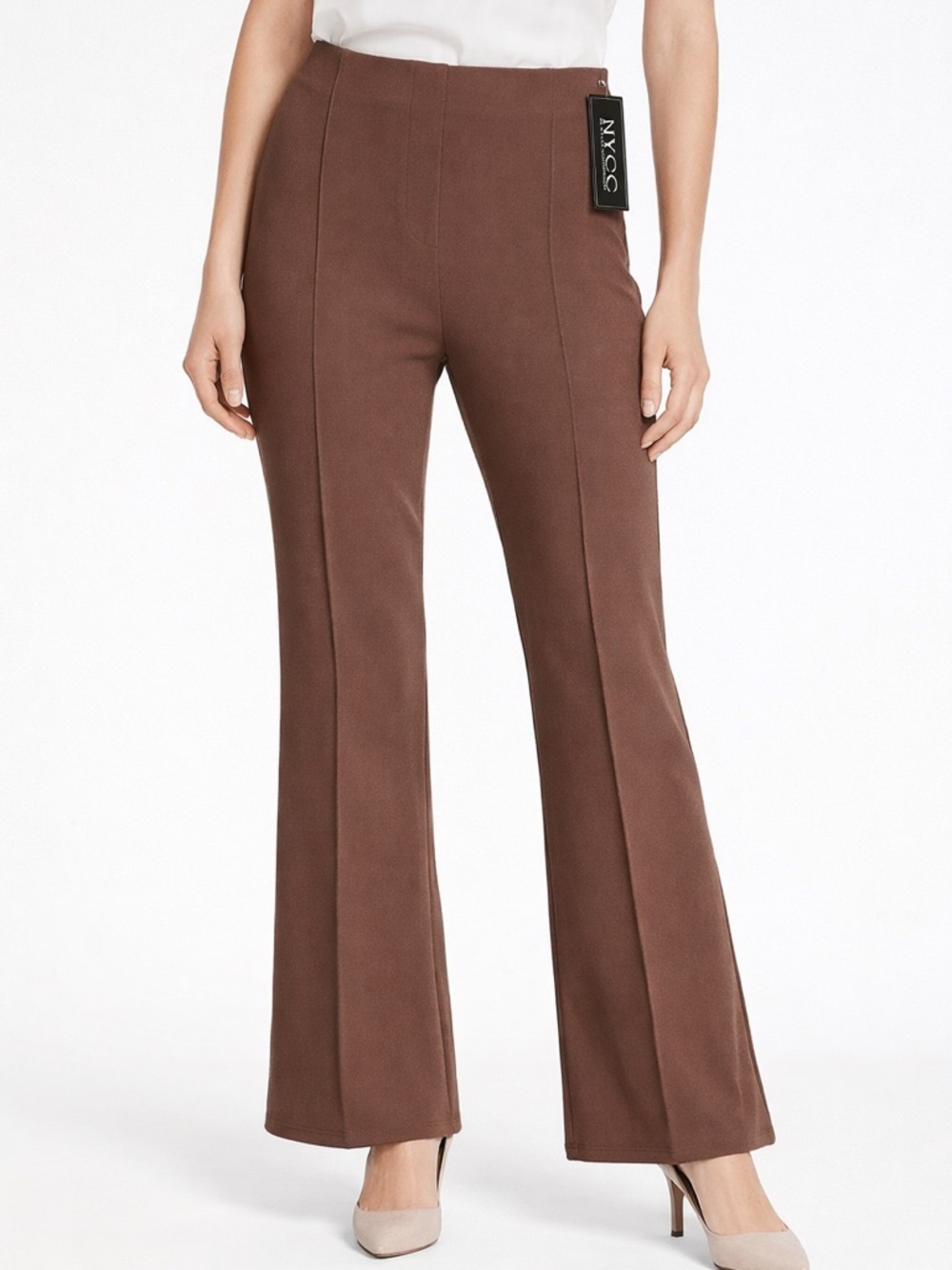 NYCC Chocolate Brown Bootcut Dress Pants Size 16 Stretch NWT